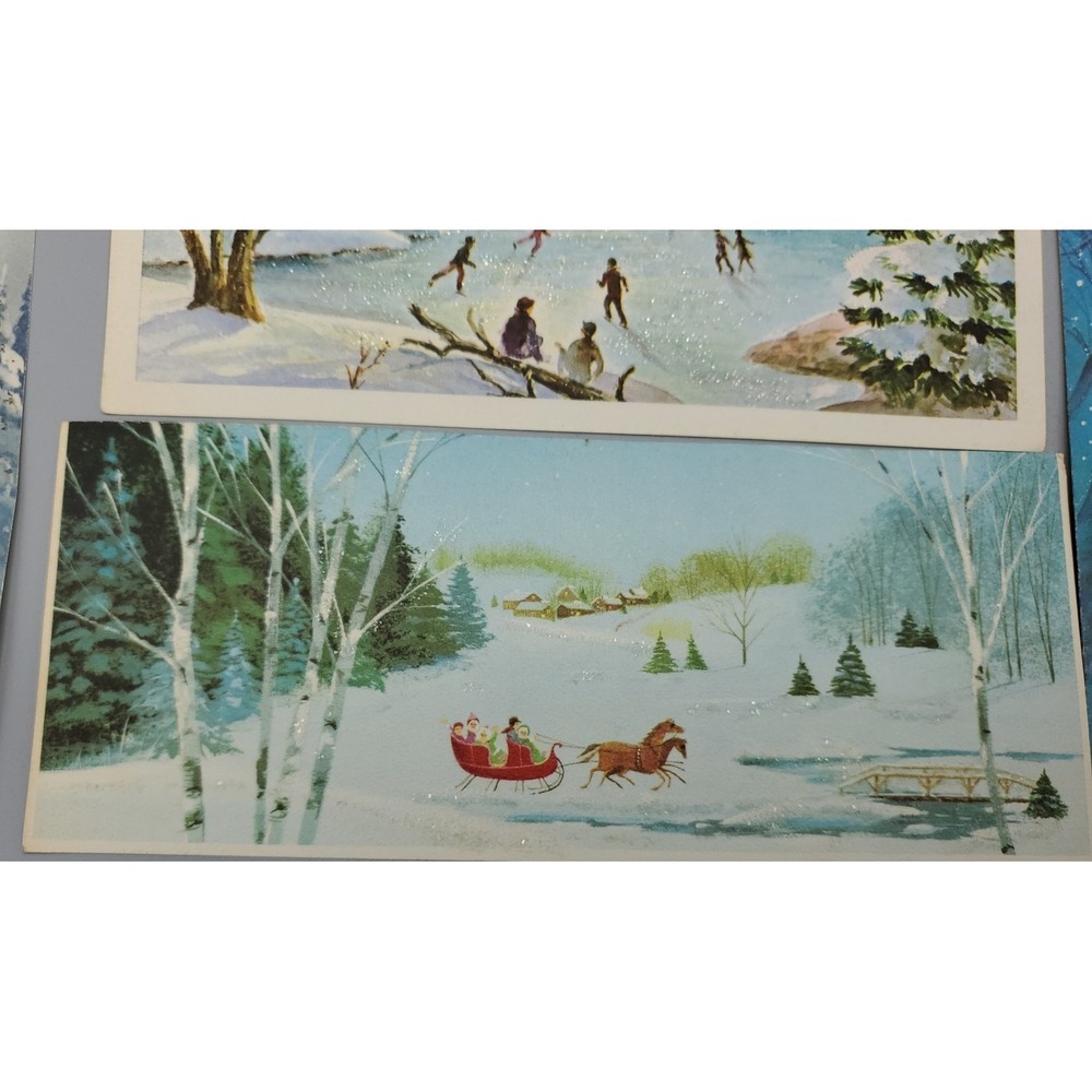 11 Old Vintage Used Christmas Card Fronts for Crafts Winter Snow Country Woods - Picture 10 of 16